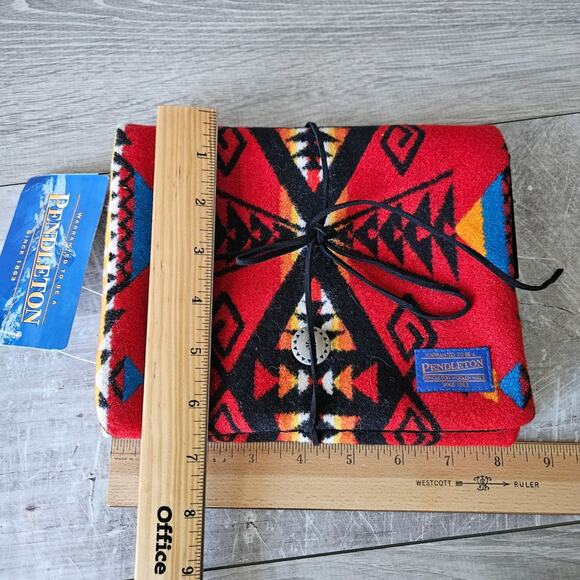 Pendleton Jewelry Roll Bright Red Wool Cotton Blend Southwest Design Vintage NOS - Picture 7 of 10